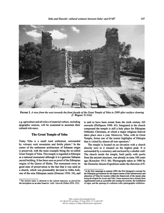 Yeha and Hawelti: cultural contacts between Saba' and D'MT — New research by the German Archaeological Institute in Ethiopia — illustrated page 4