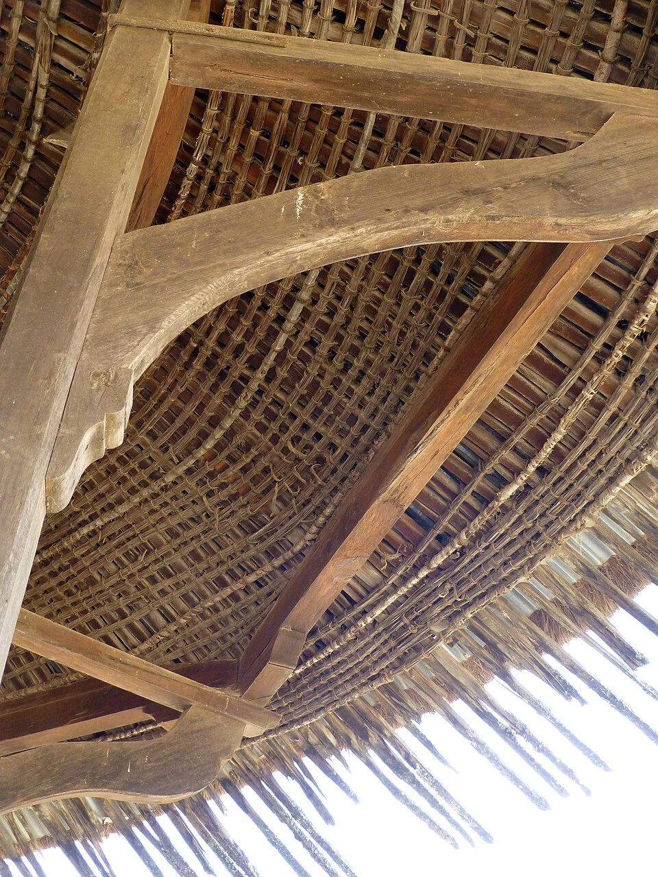 Menelik II's Palace, Entoto: timber roof framing and thatch.
