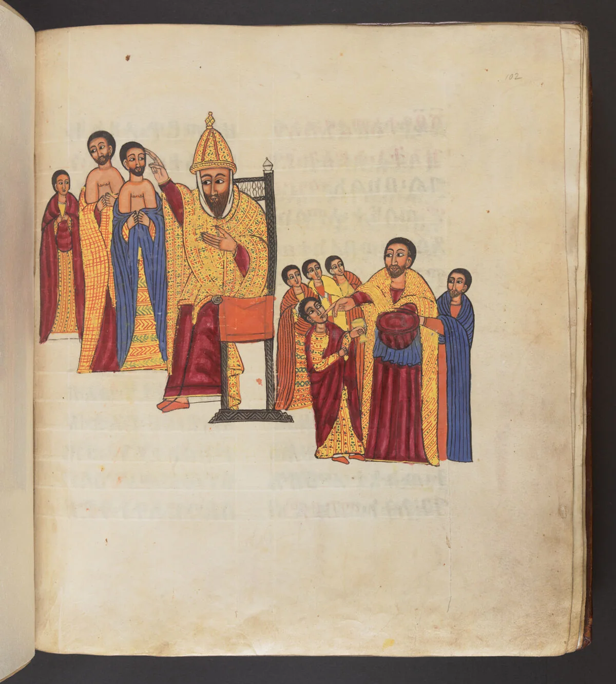 The bishop showing himself healed to the patriarch; The healed bishop distributing the Eucharist