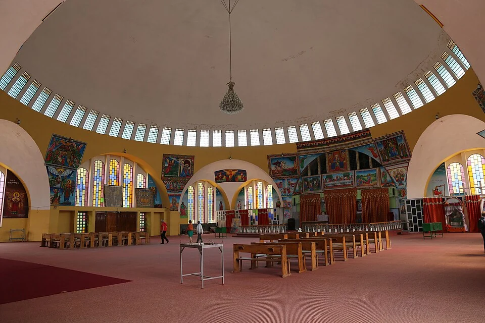 New Cathedral of Saint Mary of Zion: interior beneath the dome.