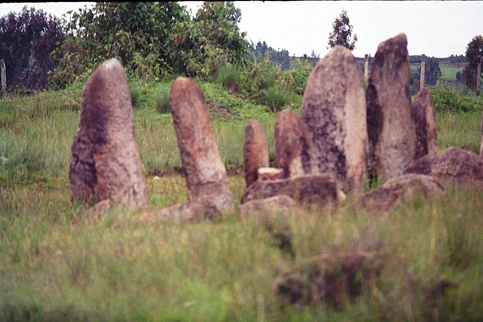 A group of standing stones at the Tiya stelae field.
