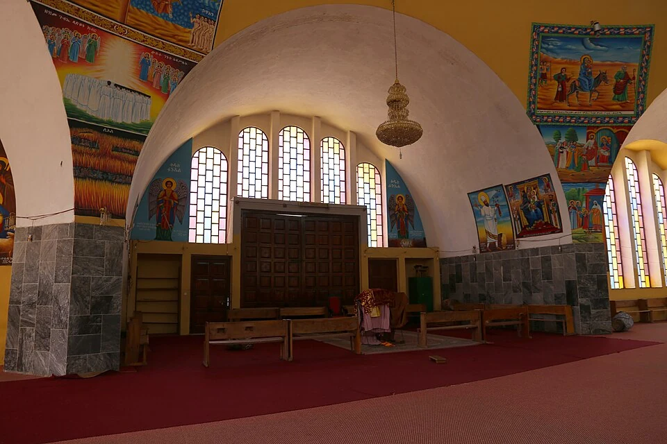 New Cathedral of Saint Mary of Zion: arched interior window.