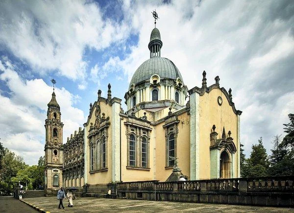 Holy Trinity Cathedral, Addis Ababa: side façade and dome.