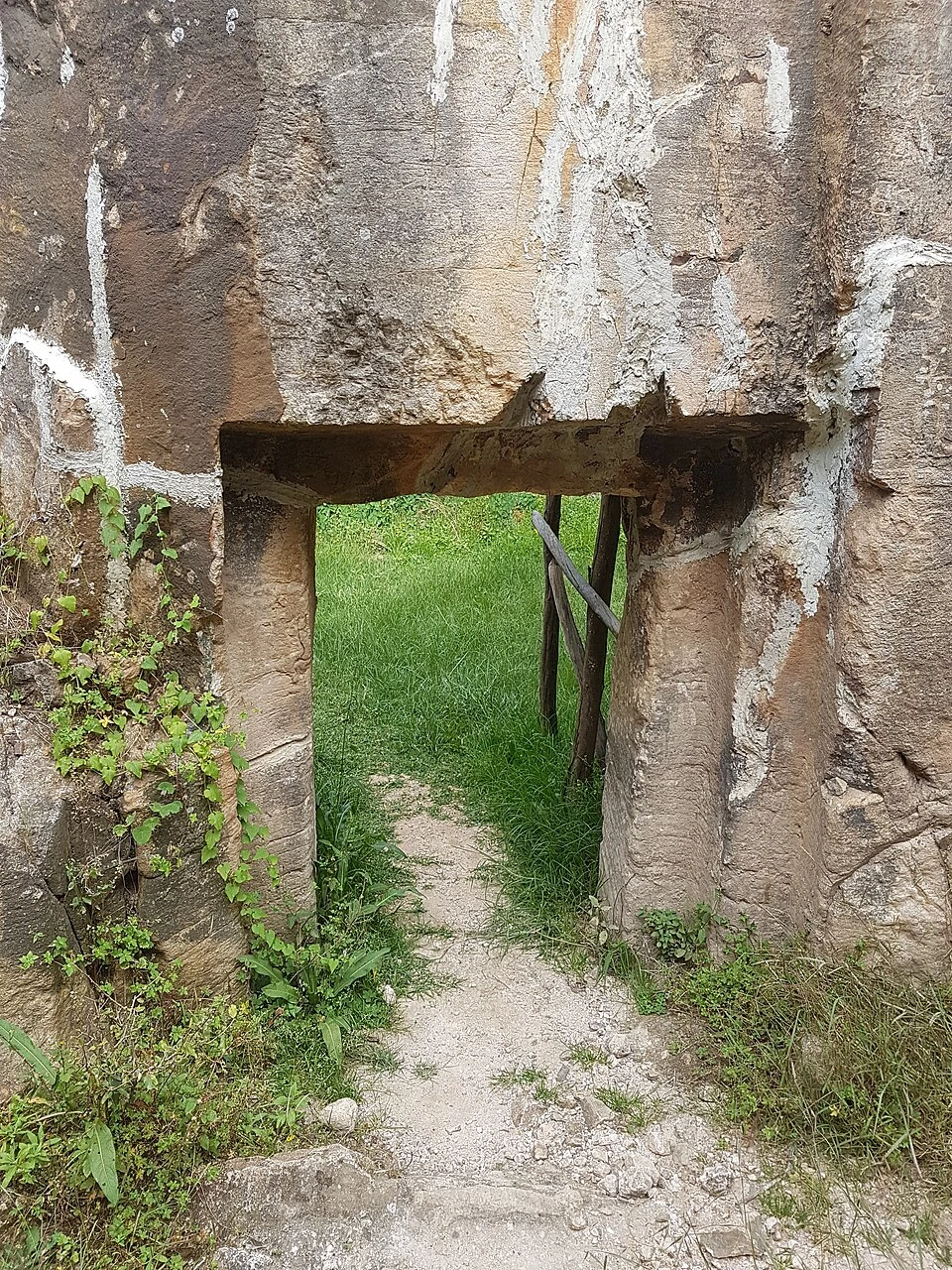 Washa Mikael: doorway cut through a surviving rock wall.