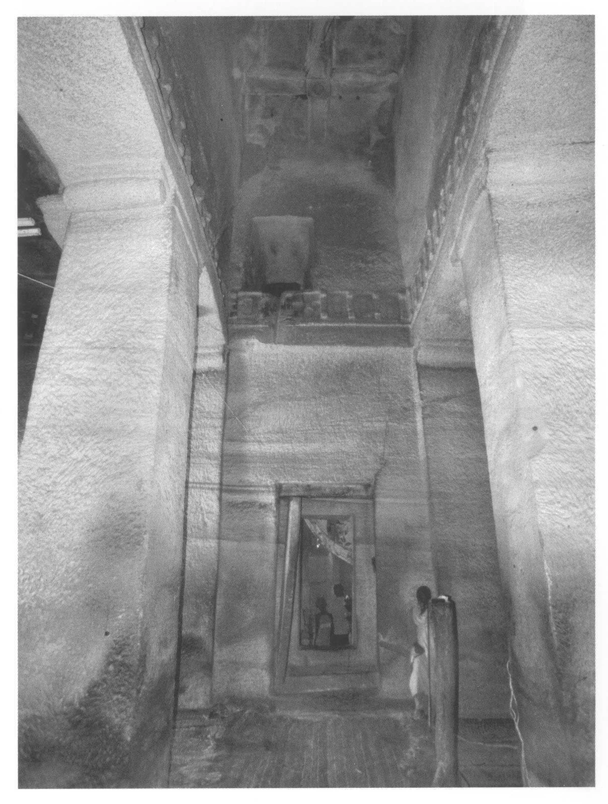 Maryam Wkro, the nave, looking west, 2006. The aperture above the Aksumite frieze opens into the former Enda Giyorgis.
