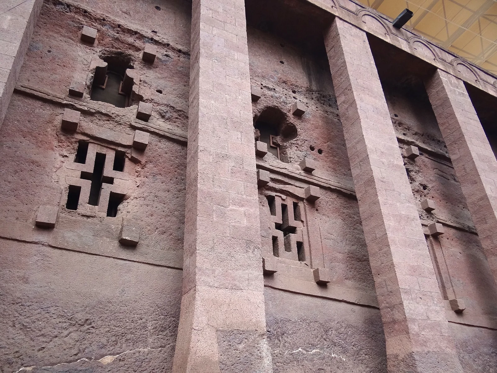 Facade of Bet Medhane Alem Rock-Hewn Church - Lalibela - Ethiopia - 01