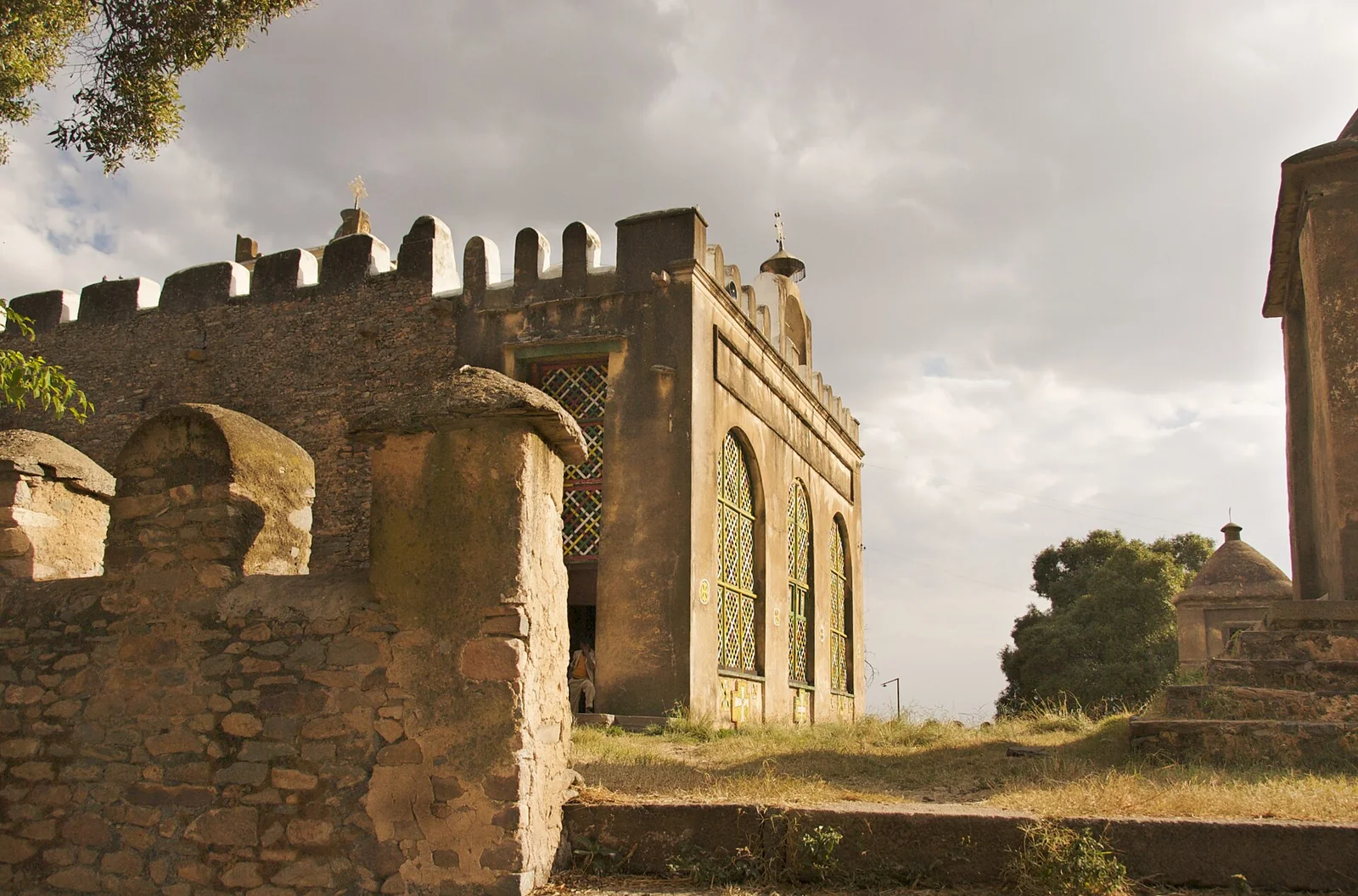 The old Church of St. Mary of Zion stands proud in the dramatic late afternoon sun. Axum, Ethiopia.
