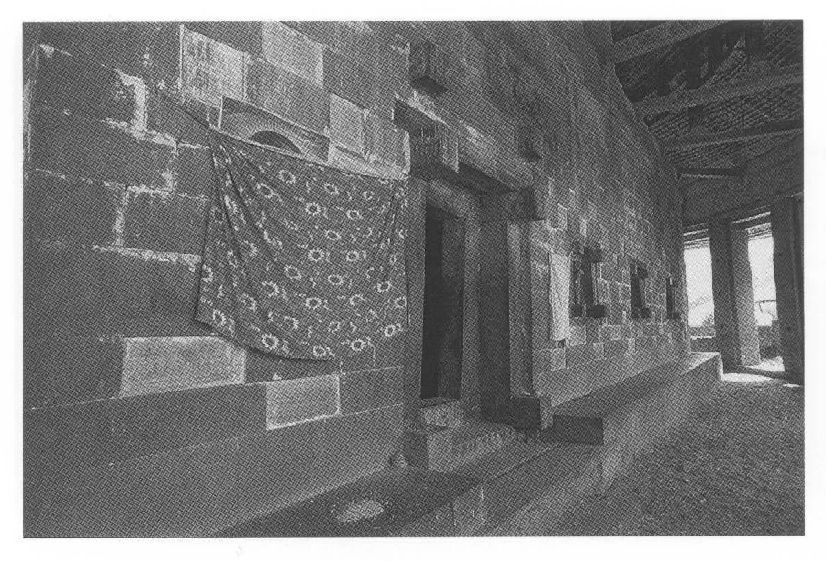 Debra Tekla Haimonot Bethlehem, south wall of the stone-built church, 2006. The inset timber door- and window-frames are in Aksumite style.