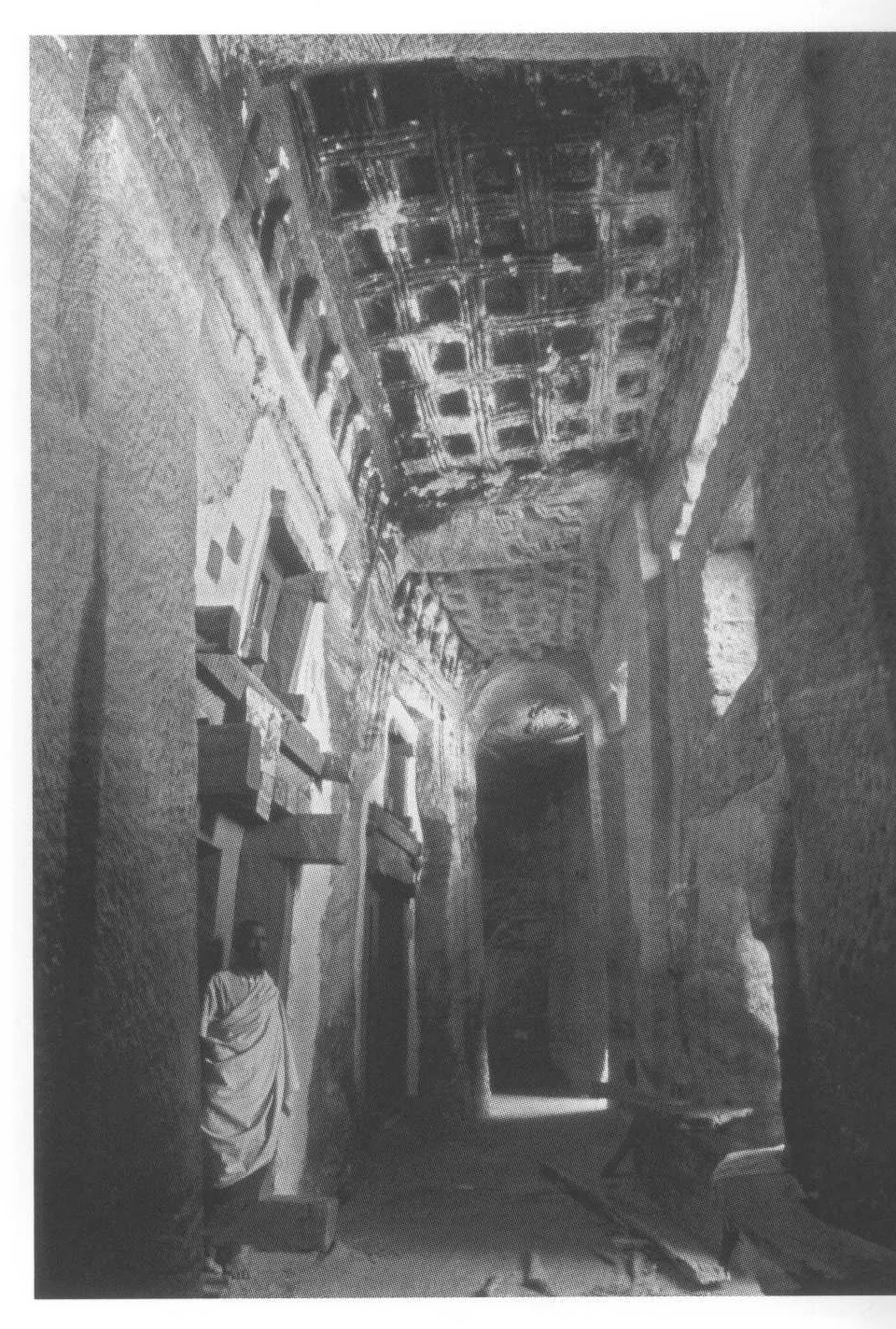 Madhane Alem Addi Qesho, the anteroom from the north, 2006. The infilled portico may be seen on the right, while the doors on the left lead into the main church.