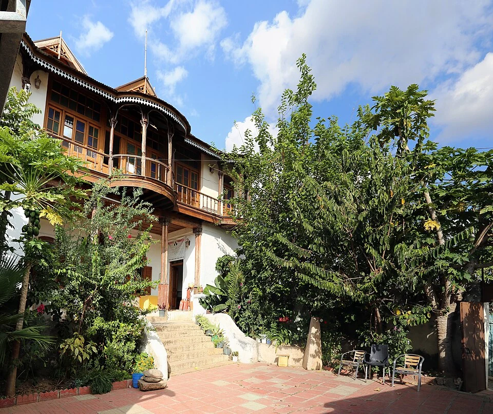 Courtyard and upper balcony of the House of Ras Tafari, Harar.