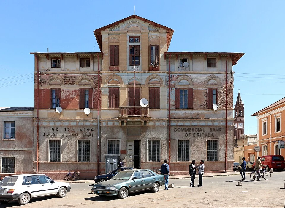 Commercial Bank of Eritrea, Asmara: street façade.