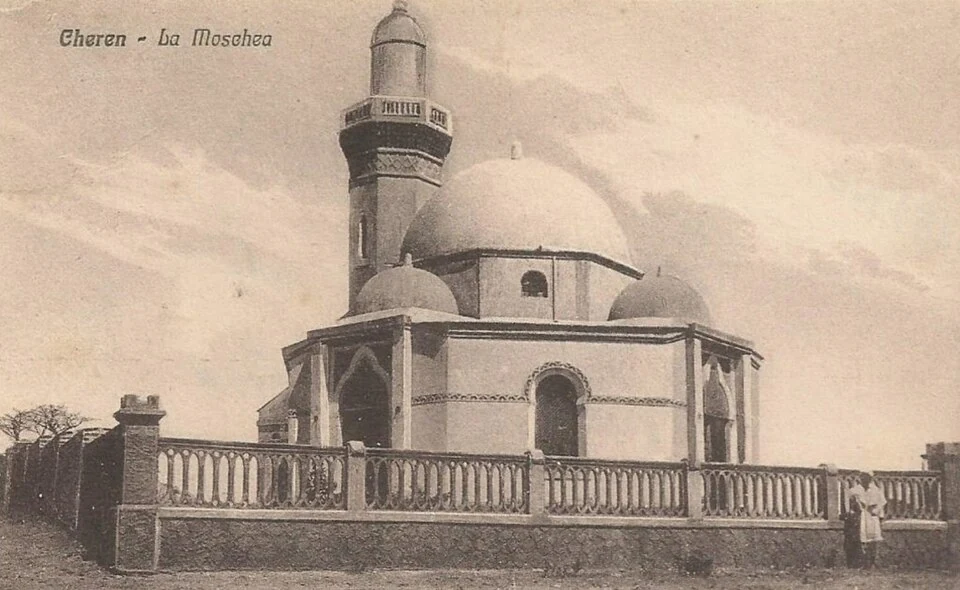 Historical photograph of the Great Mosque of Keren.
